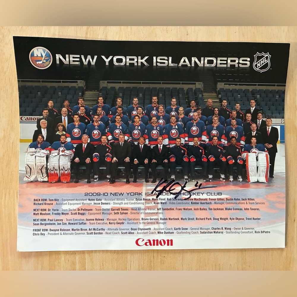 New York Islanders Kyle Okposo Autographed 2009-10 Team Photo 8.5” x 11”